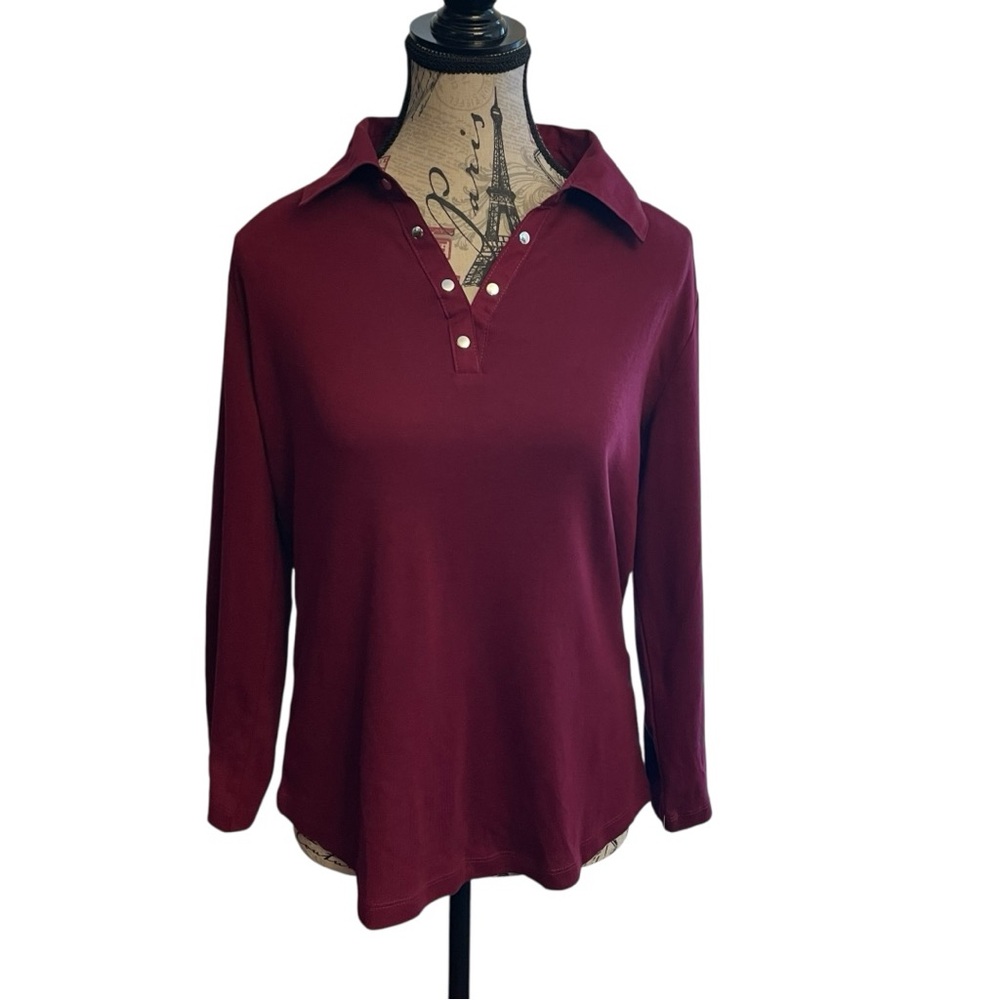 Karen Scott Burgundy Button Down Shirt